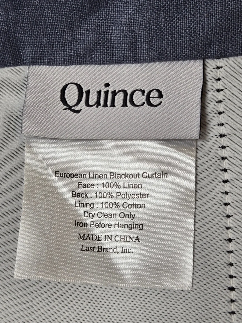 NWT QUINCE Set Of 2 48x96 European Linen True Blackout Curtains Chambray 9019